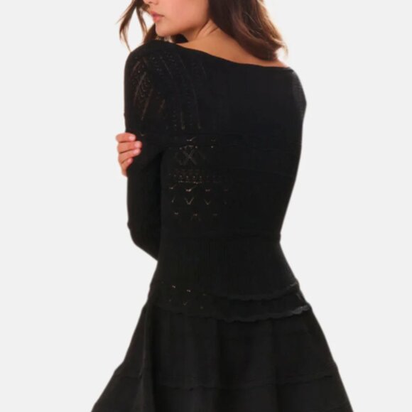 LoveShackFancy | Lavender Stretch Pointelle Mini Dress | Black|XS|S|M| NWT - Picture 3 of 10